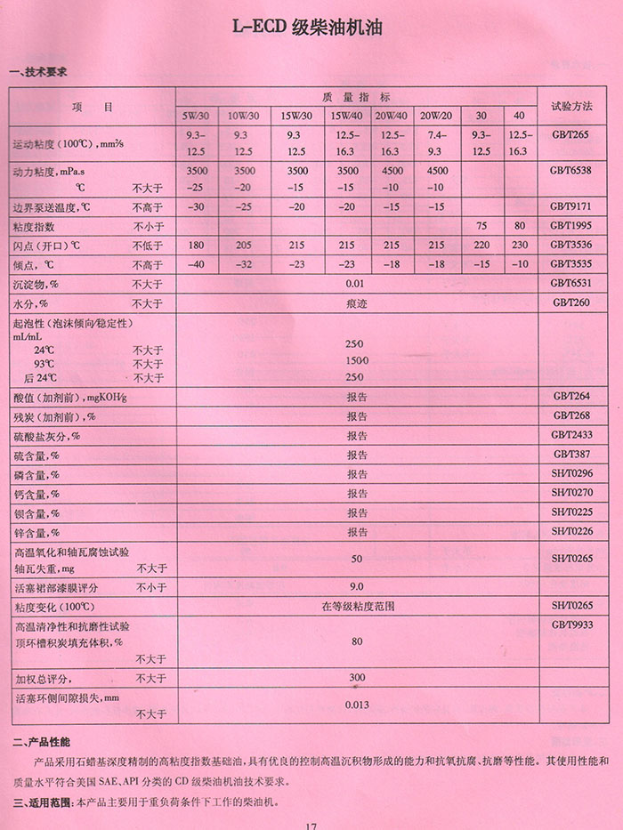 LECD級(jí)柴油機(jī)油 LECD級(jí)柴油機(jī)油
